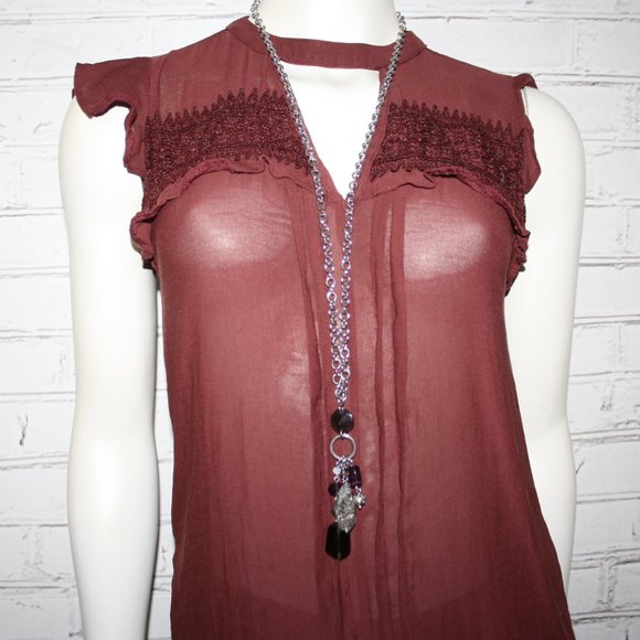 Beautiful silver and purple charm statement necklace 34" - Picture 1 of 5